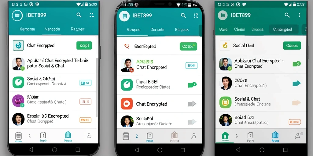 Antarmuka aplikasi IBET899 dengan fitur Chat Encrypted yang menarik.