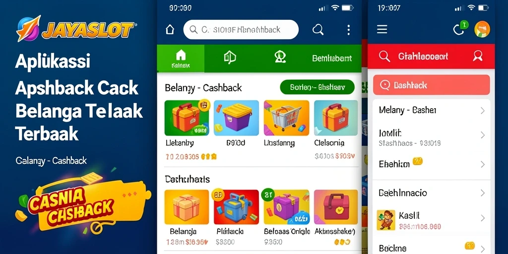 Antarmuka aplikasi JAYASLOT yang menampilkan penawaran cashback menarik.