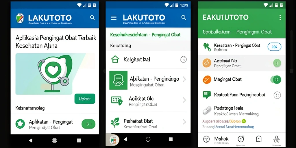Antarmuka pengguna aplikasi Pengingat Obat LAKUTOTO yang intuitif.