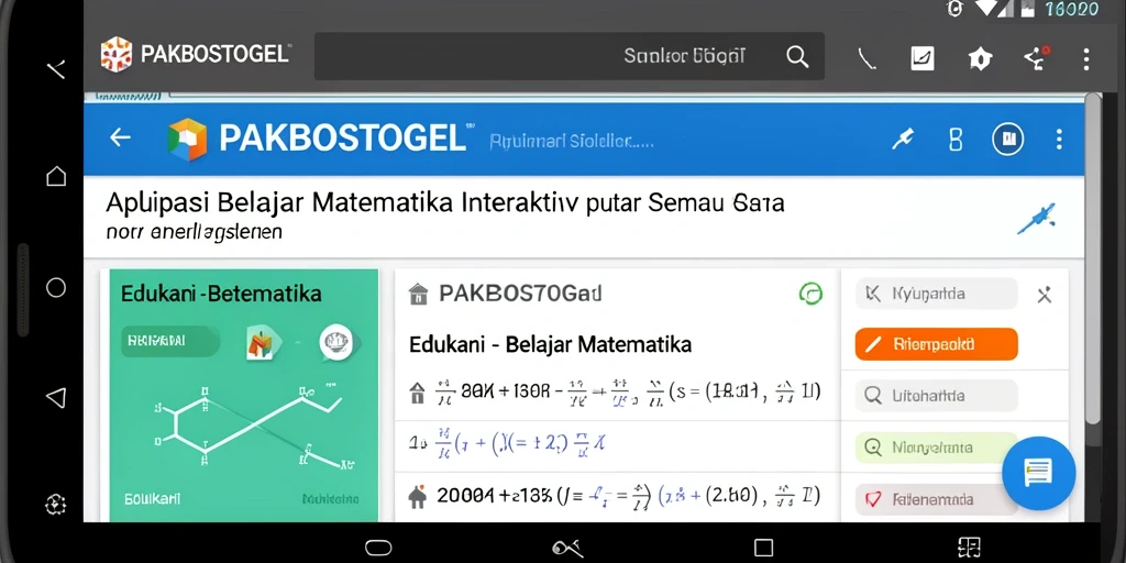 Screenshot antarmuka aplikasi PAKBOSTOGEL yang menampilkan fungsi Belajar Matematika.