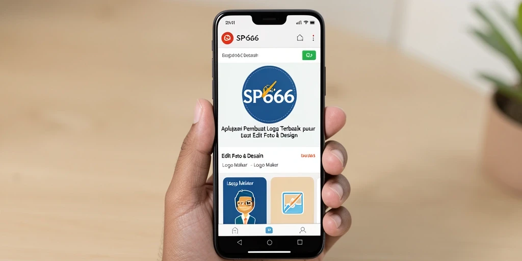 Tampilan antarmuka SP666 yang mudah digunakan untuk desain logo.