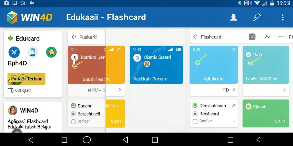 Antarmuka WIN4D yang intuitif dan menarik untuk belajar menggunakan flashcard.