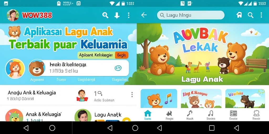 Antarmuka ceria dan lagu-lagu edukatif untuk anak.